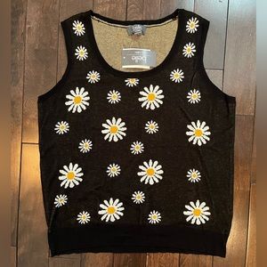 Black Daisy Sweater Vest - Size Large